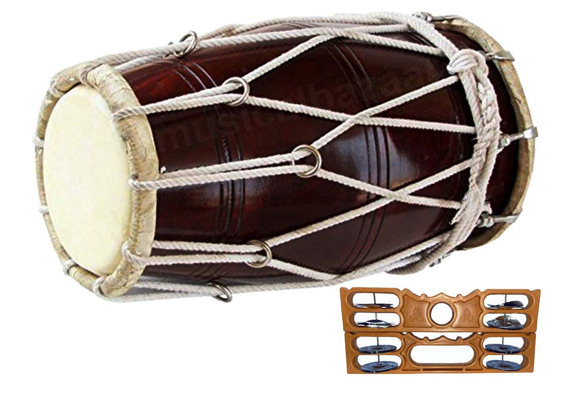 AMROHA ENTERPRISES H S T - M+K Rope & Rings Dholak  (Brown)