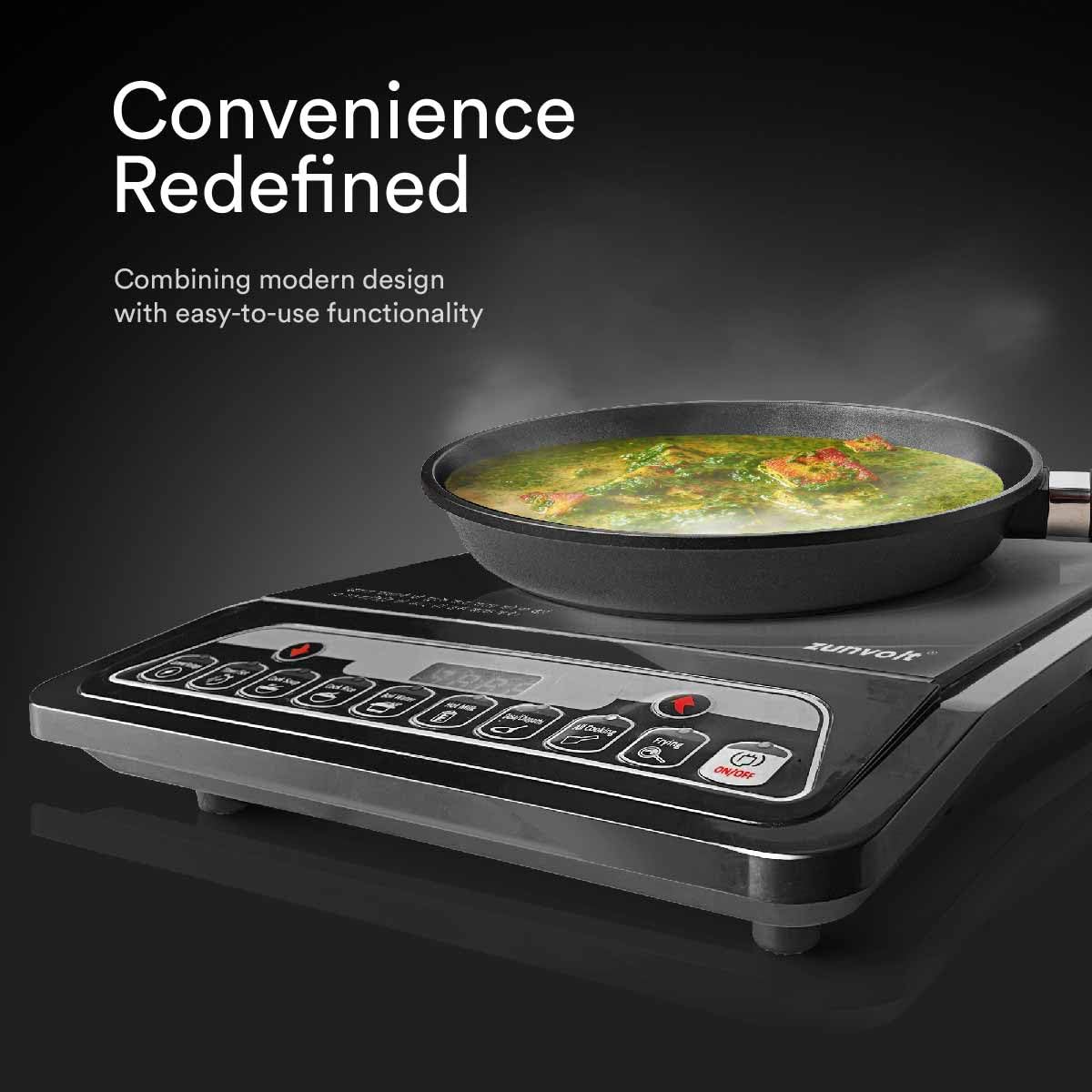 ZunVolt 2000W Unbreakable Glass Cooltouch Shockproof Induction Cooktop  (Black,