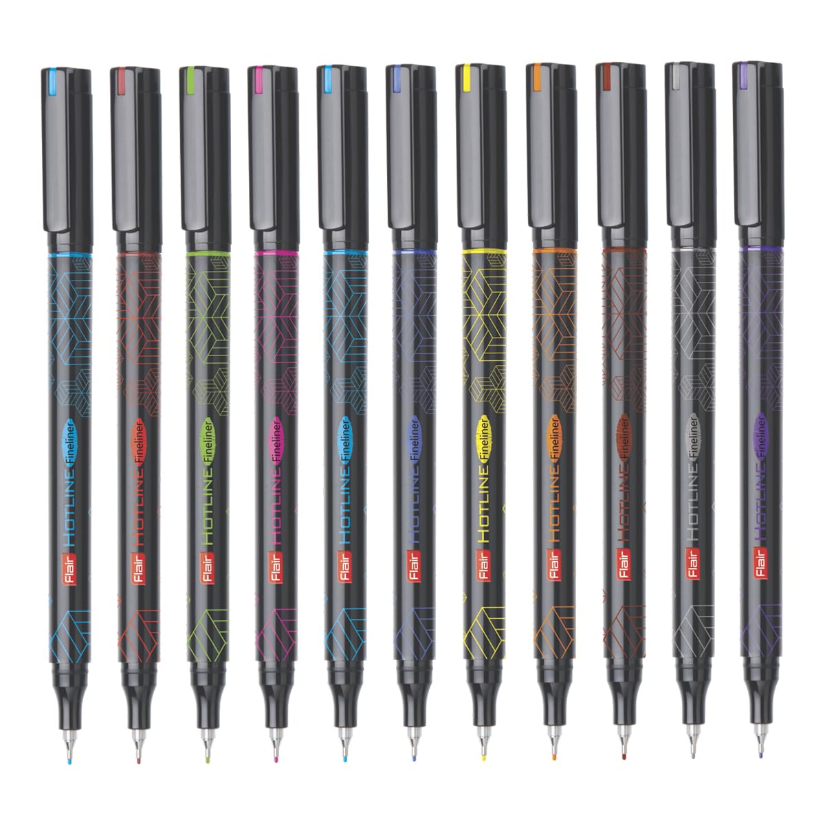 FLAIR Hotline 0.7 to 1 mm Metal Tip Fine Liner | 10 Vivid Colors , Comfortable G