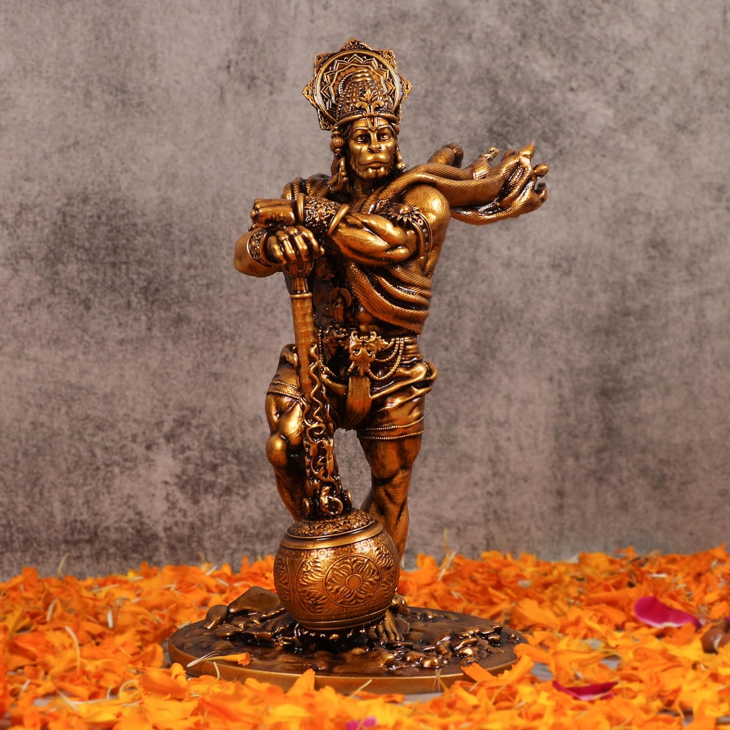 ARTARIUM Marble Dust and Resin Lord Bahubali Hanuman Idol Statue Bajrang Bali De