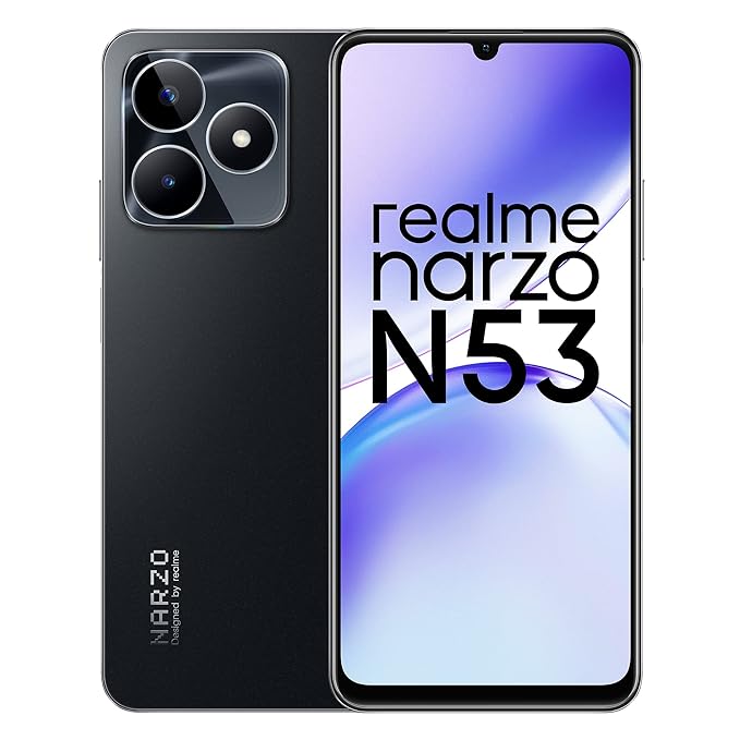 realme narzo N53 (Feather Black, 4GB+64GB) 33W Segment Fastest Charging | Slim S
