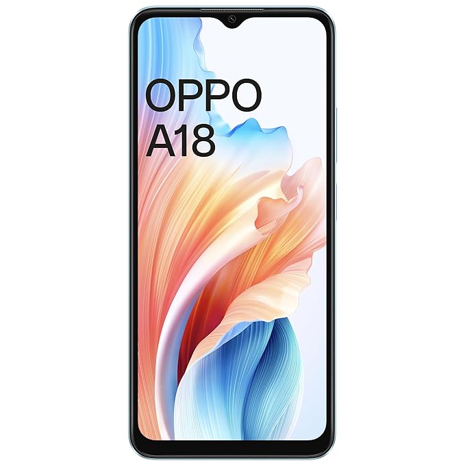 OPPO A18 (Glowing Blue, 4GB RAM, 64GB Storage) | 6.56" HD 90Hz Waterdrop Display