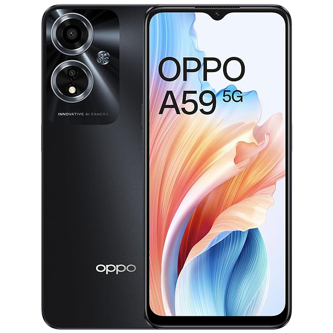 OPPO A59 5G (Starry Black, 6GB RAM, 128GB Storage) | 5000 mAh Battery with 33W S