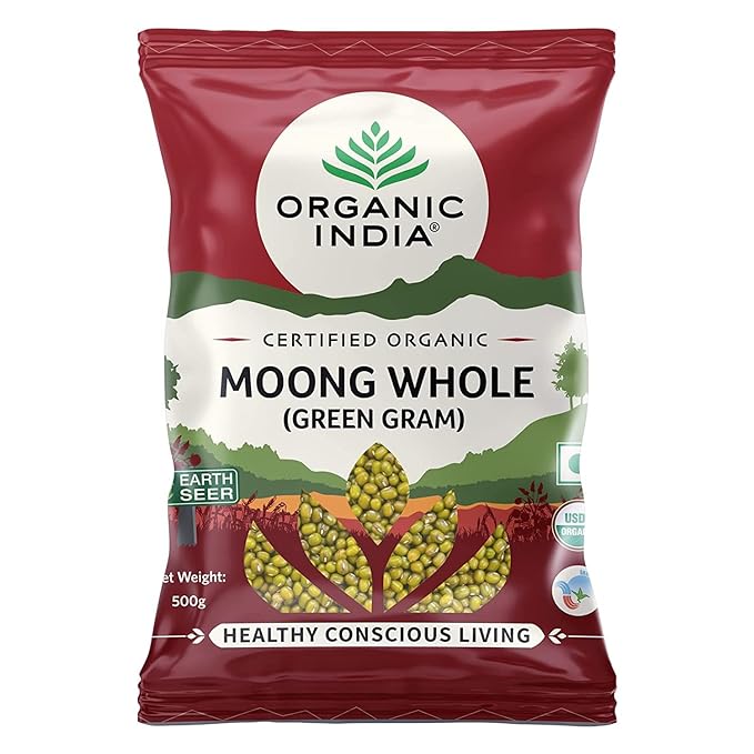 ORGANIC INDIA Moong Whole (Green Gram) 500g (Pack of 1)