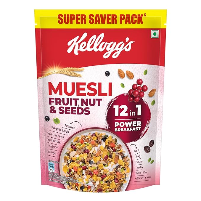 Kellogg’s Muesli Fruit Nut & Seeds 750g | 12-in-1 Power Breakfast | India’s No.