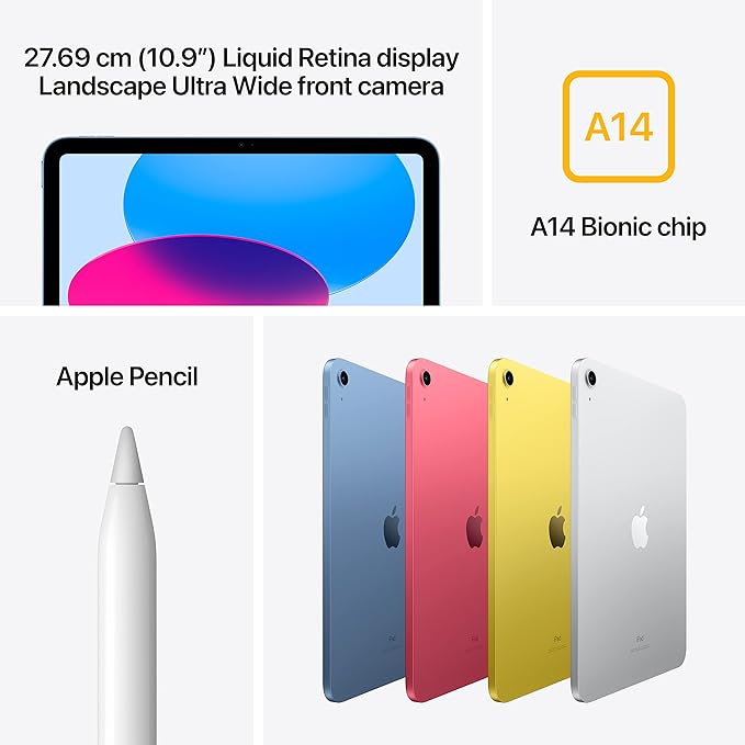 Apple iPad (10th Generation): with A14 Bionic chip, 27.69 cm (10.9″) Liquid Reti