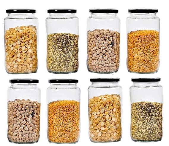 HIRVALL Glass Jar 1000 ml | Round Jars for Storage Kitchen | Transparent Contain