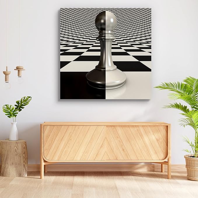 ArtzFolio Pawn On Chessboard | Unframed Premium Canvas Painting for Bedroom & Li