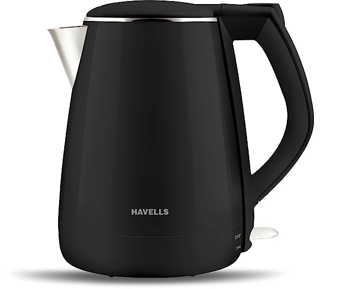 Havells AQUA PLUS 1500 watts 1.2 liters Electric Kettle, Double Layered Cool Tou