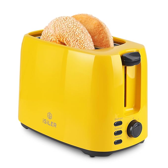 iSiLER 2 Slice Toaster, 3.3 CM Wide Slot Bread and Bagel Toaster with 7 Shade Se