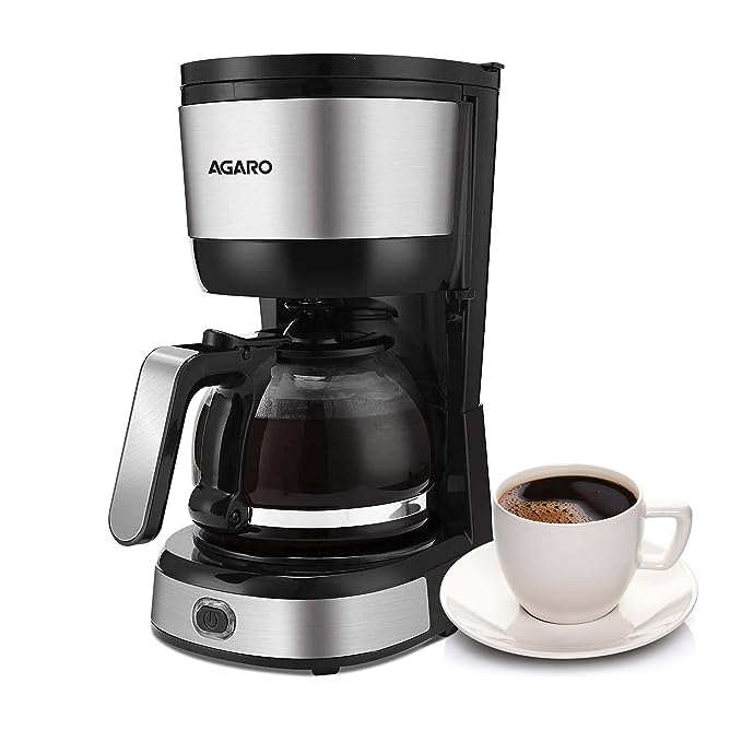AGARO Royal 4 Big Cups Drip Coffee Maker, 600 Ml Borosilicate Glass Carafe Jar, 