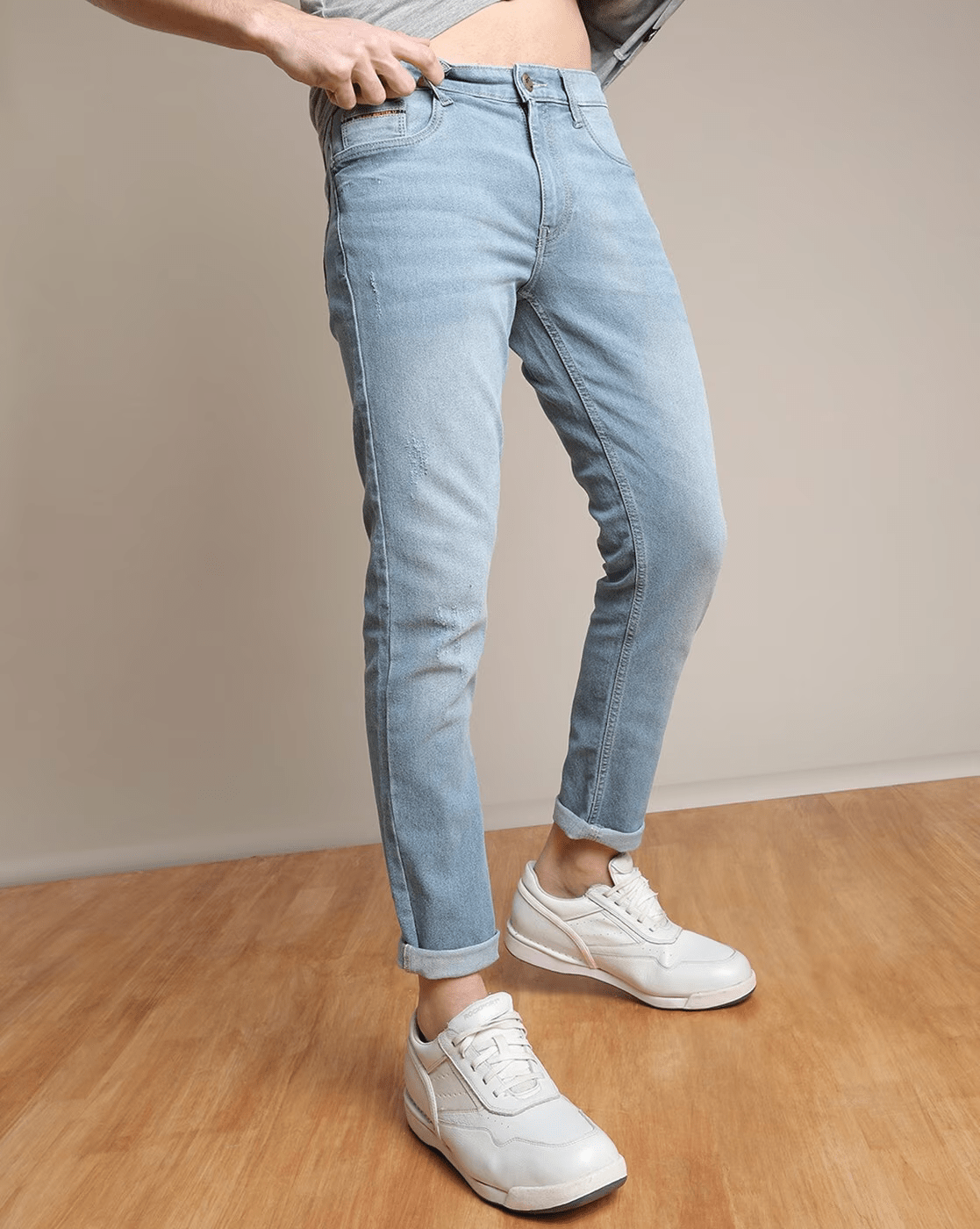 Washed Distressed Slim Fit Jeans | THE INDIAN GARAGE CO